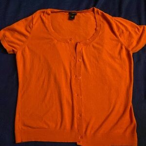 Orange short sleeve button up sweater
